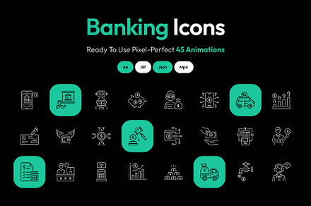 Animated Banking Icon Art Set, an Icon by Prosymbols