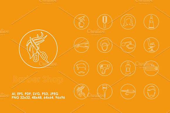 16 Barber Shop Simple Icons