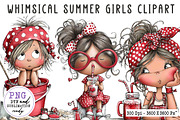 Whimsical Summer Girls Clipart, an Illustration by CreationArt (Thumbnail 1 of 7)