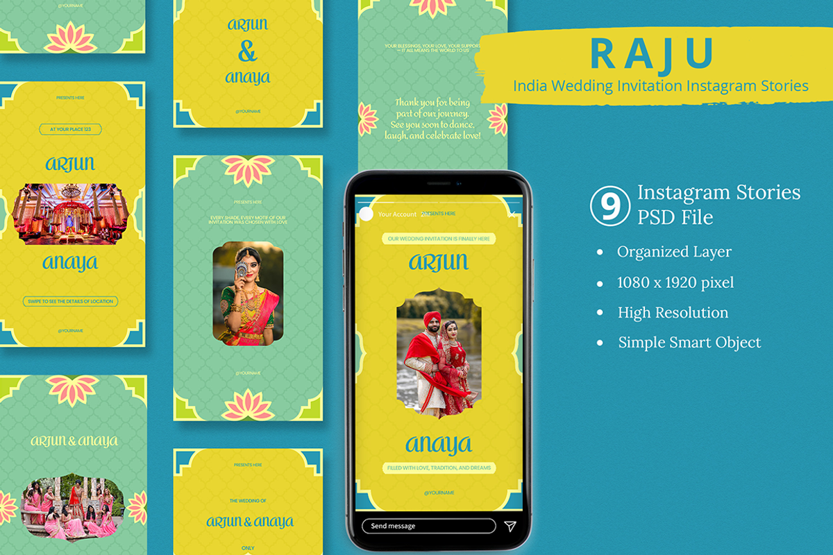 India Wedding Invitations Instagram, a Social Media Template by Attype (Photo 1 of 4)