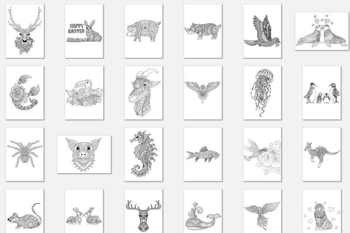 150 Animals Mandala Coloring Vector, an Animal Illustration by Blue Digital Studio (Photo 9 of 9)