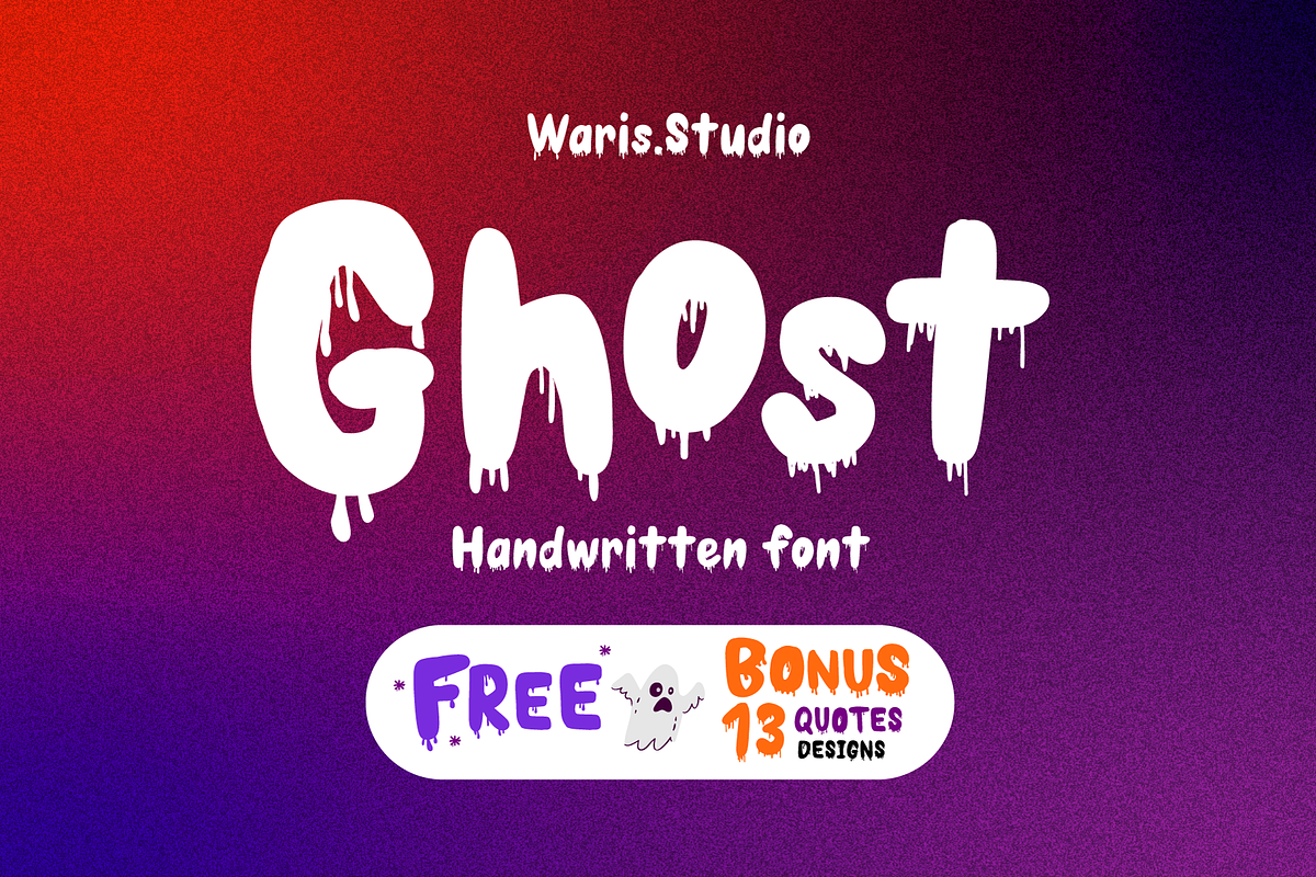 Ghost font+13 Halloween SVG Designs, a Handwritten Font by Waris Studio (Photo 1 of 10)
