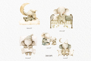 Baby Elephant PNG Watercolor Clipart