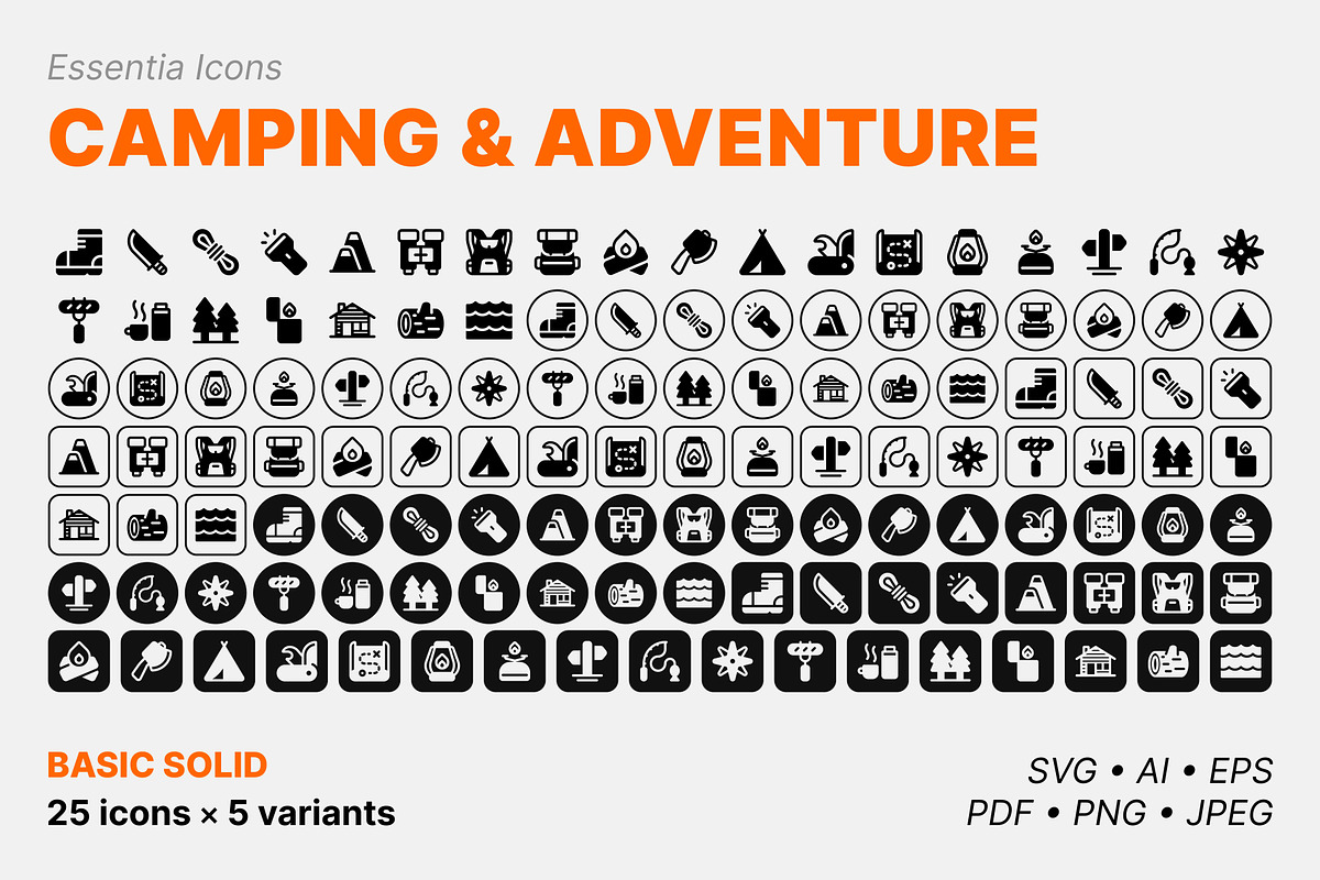 Camping & adventure icons (Solid), a Solid Icon by Totto House (Photo 2 of 3)