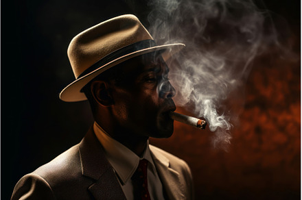Pensive Man smoking hat. Generate Ai, a Person Photo by Ylivdesign
