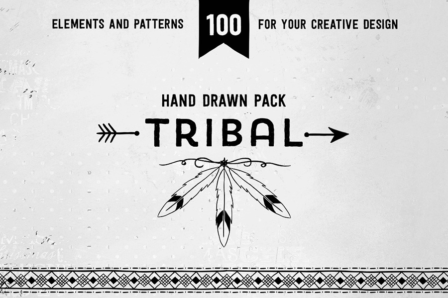 Hand drawn tribal design vector pack, an Illustration by SoNice