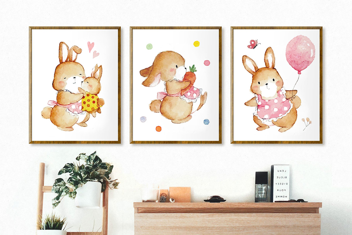 Little Bunny Animals Watercolor, an Animal Illustration by Esui Studio (Photo 4 of 4)