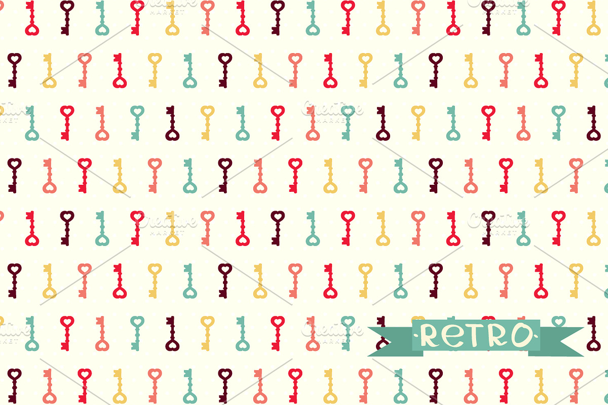 Spring retro set of pattern. preview 2
