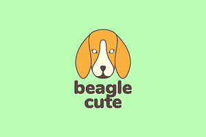 Pets Dog Head Beagle Cute Logo