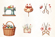 Watercolor Summer Sewing Clipart, an Illustration by CrexoraLab (Thumbnail 2 of 5)