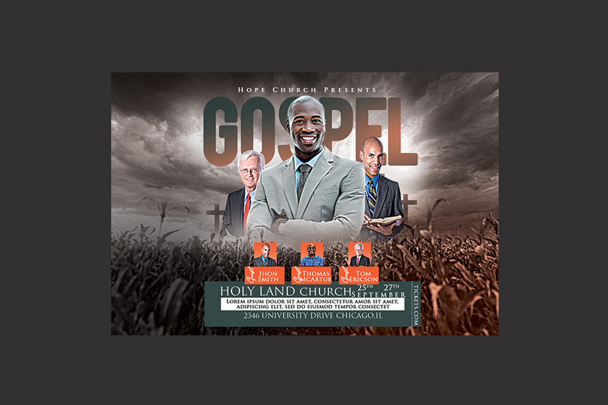 Gospel Church Flyer, a Flyer Template by DSGraphicDesign