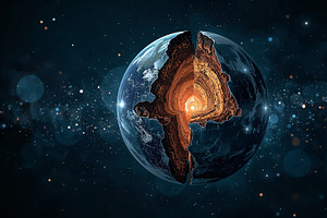 Displaying Earth cross-section, an Illustration by wavebreak