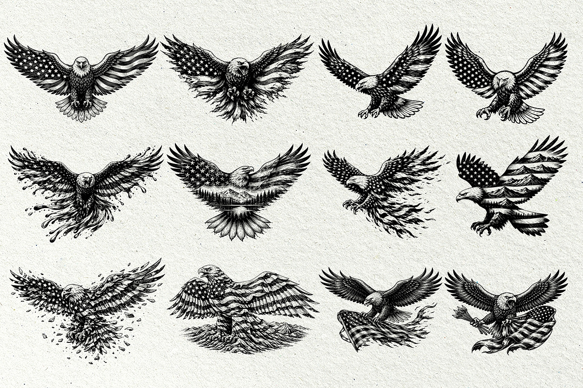 Patriotic Eagle Flag Graphics, a Seasonal Illustration by DENIDigitalArtSudio (Photo 5 of 9)