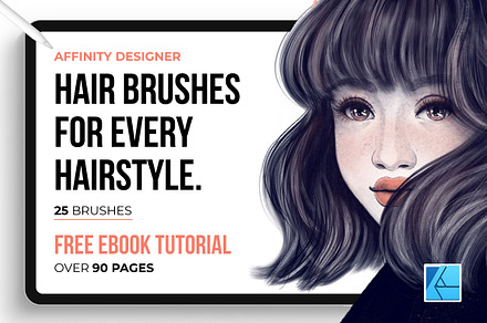 25 Hair Brushes for Affinity, a Brush Add-On by Riveros Illustration
