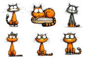 Quirky Cats Sublimation Clipart, an Illustration by Dream Creation (Thumbnail 2 of 7)