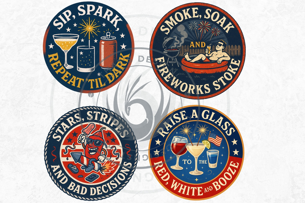 Fourth of July party Slogans PNG V2, a Seasonal Illustration by ThatsDesignArt (Photo 10 of 10)