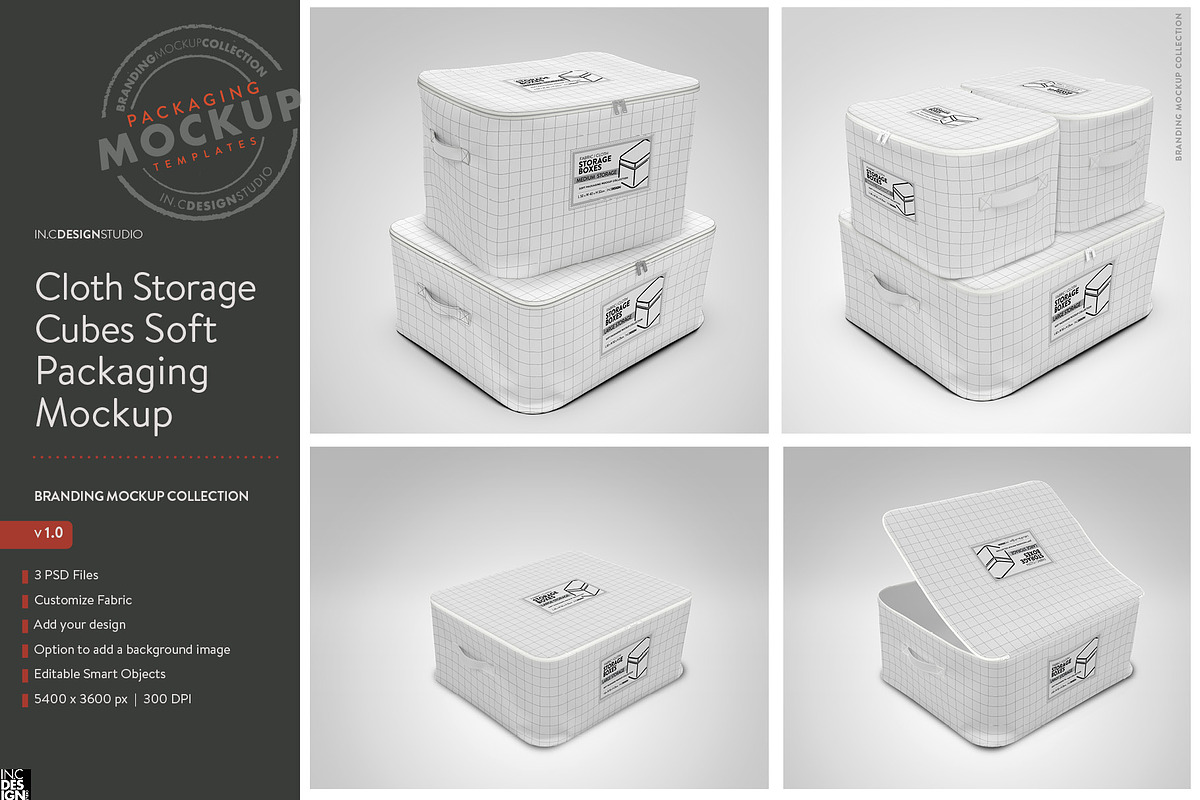 Cloth Storage Cubes Packaging Mockup, a Packaging Mockup by INCDesign (Photo 5 of 5)