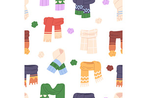 Winter knit scarves seamless pattern