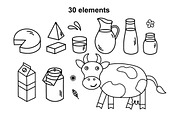Dairy products and a cow, a Pattern Graphic by Oxi An illustrator (Thumbnail 4 of 7)