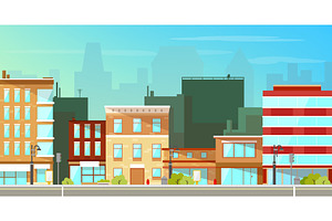 Modern City Buildings Flat Vector