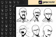 300 Procreate male faces brushes., a Brush Add-On by DrawingStoryShop (Thumbnail 5 of 6)