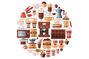 Big Set Of Coffee Equipment Vector