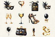 Black & Gold New Year Clipart, an Illustration by DreamCafeArt (Thumbnail 2 of 8)