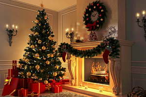 3D rendering New year interior