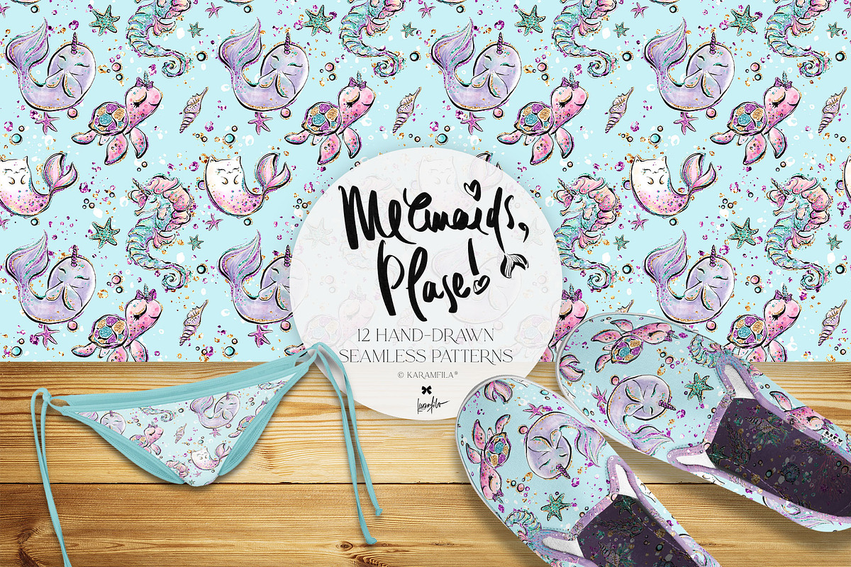 Baby Mermaids & Unicorns Patterns, a Pattern Graphic by KaramfilaS (Photo 11 of 14)