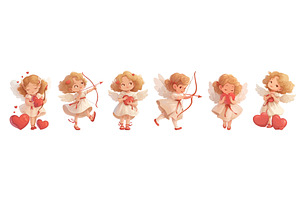girls cupids set. little girl blonde, an Illustration by Stock-Smart-Start