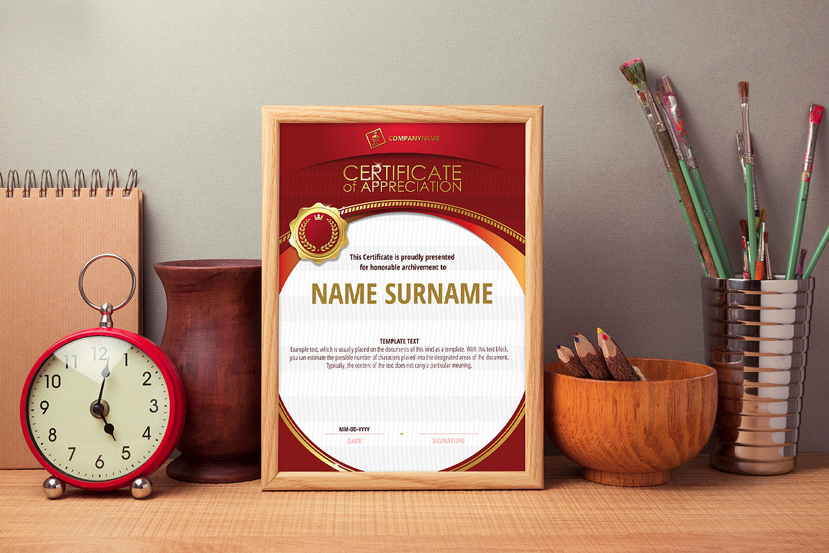 Appreciation Certificate Templates, a Stationery Template by inshader (Photo 2 of 17)