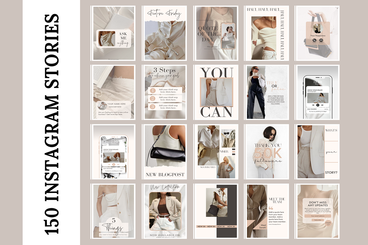 NEUTRAL Instagram Templates Bundle, a Social Media Template by LushBury (Photo 4 of 9)