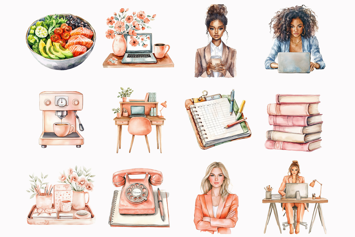 Watercolor Lady Boss clipart, an Illustration by Design Market (Photo 2 of 4)