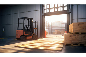 loading warehouse dock door ai, a Transportation Photo by pikepicture