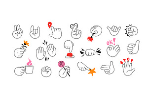 Hand cartoon set of diverse gestures, an Object Illustration by Zaie
