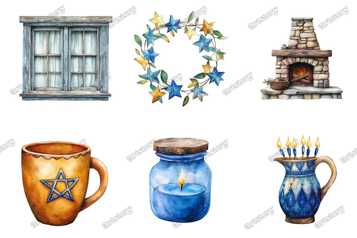 Farmhouse Hanukkah, Rustic Chanukah, an Illustration by designcity5 (Photo 2 of 5)