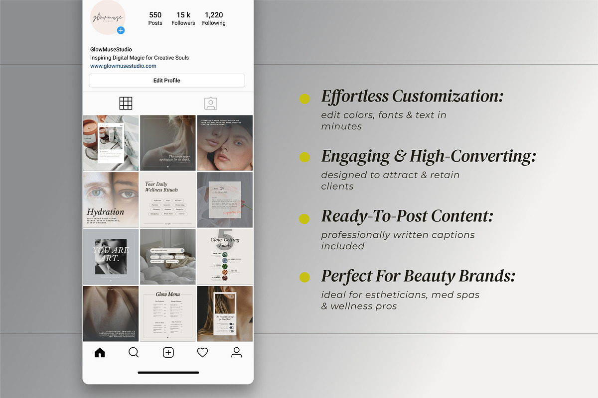 Esthetician Instagram Templates, a Social Media Template by Glow Muse Studio (Photo 7 of 10)