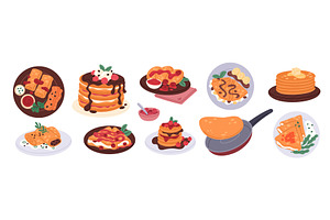 Tasty pancakes. Hot morning food, a Food Illustration by YummyBuum