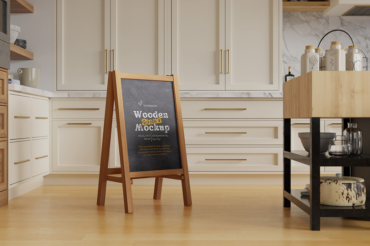 Wooden Stand Board Mockup, an Advertising Mockup by MrLetters (Photo 4 of 5)