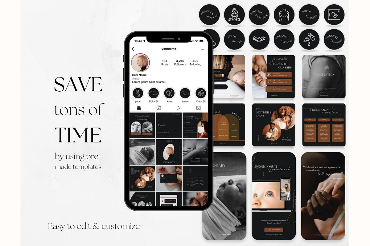 175 Doula Social Media BUNDLE, a Social Media Template by PatternLab. (Photo 5 of 9)