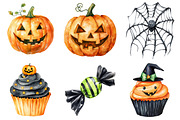Watercolor Cute Halloween Clipart, a Seasonal Illustration by CitraGraphics (Thumbnail 7 of 7)