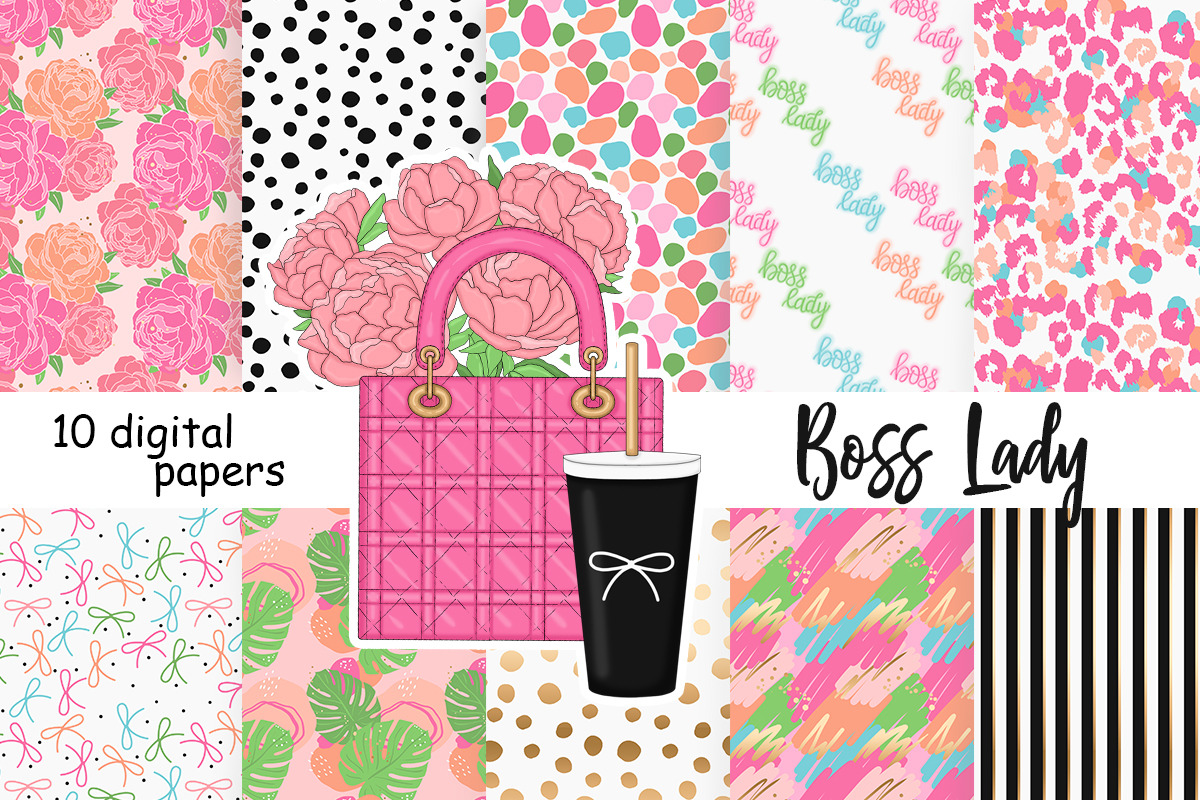 Girl Boss Digital Paper, a Pattern Graphic by GlamArtZhanna (Photo 2 of 3)