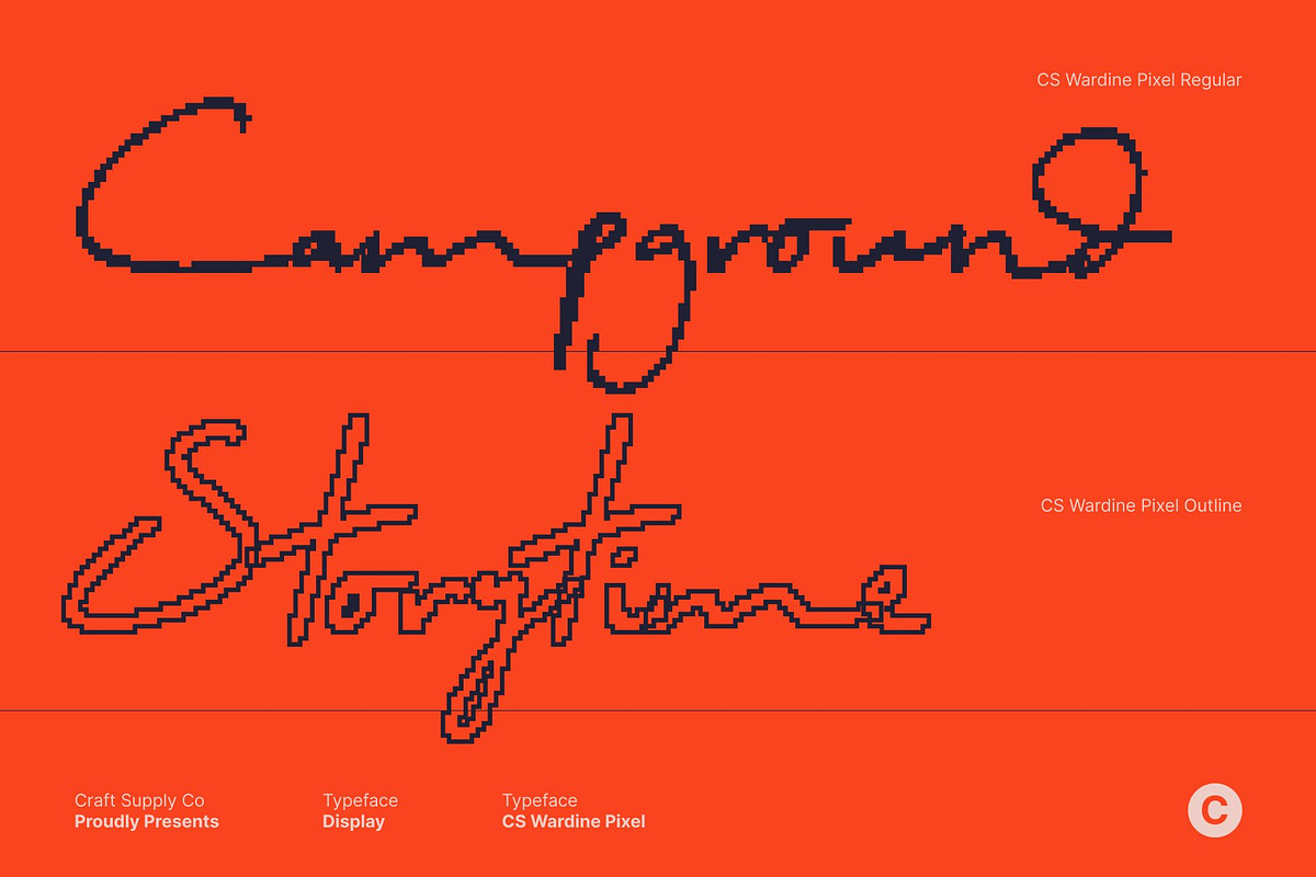 CS Wardine Pixel, a Script Font by Craft Supply Co. (Photo 2 of 8)