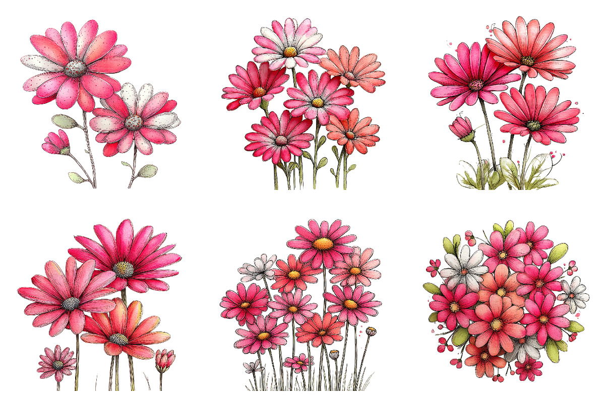 Spring daisy flower clipart, an Illustration by SinaCreation (Photo 3 of 11)
