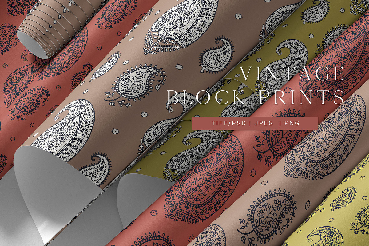 Vintage Block Prints Paisley & Motif, a Pattern Graphic by TSTUDIO (Photo 1 of 10)