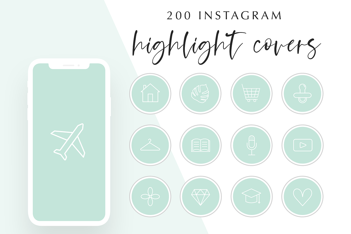 200 Instagram Story Highlight Icons, a Social Media Template by Blog&Glow (Photo 1 of 4)