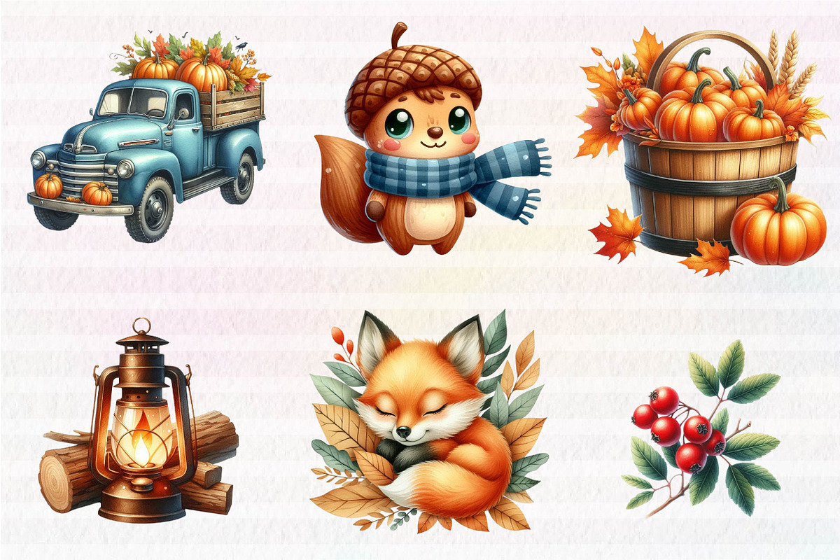 Kawaii Cozy Fall Autumn Clipart, an Illustration by CreationArt (Photo 4 of 5)