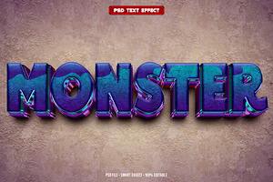 Monster 3D editable text effect, a Layer Style Add-On by Hello Muh