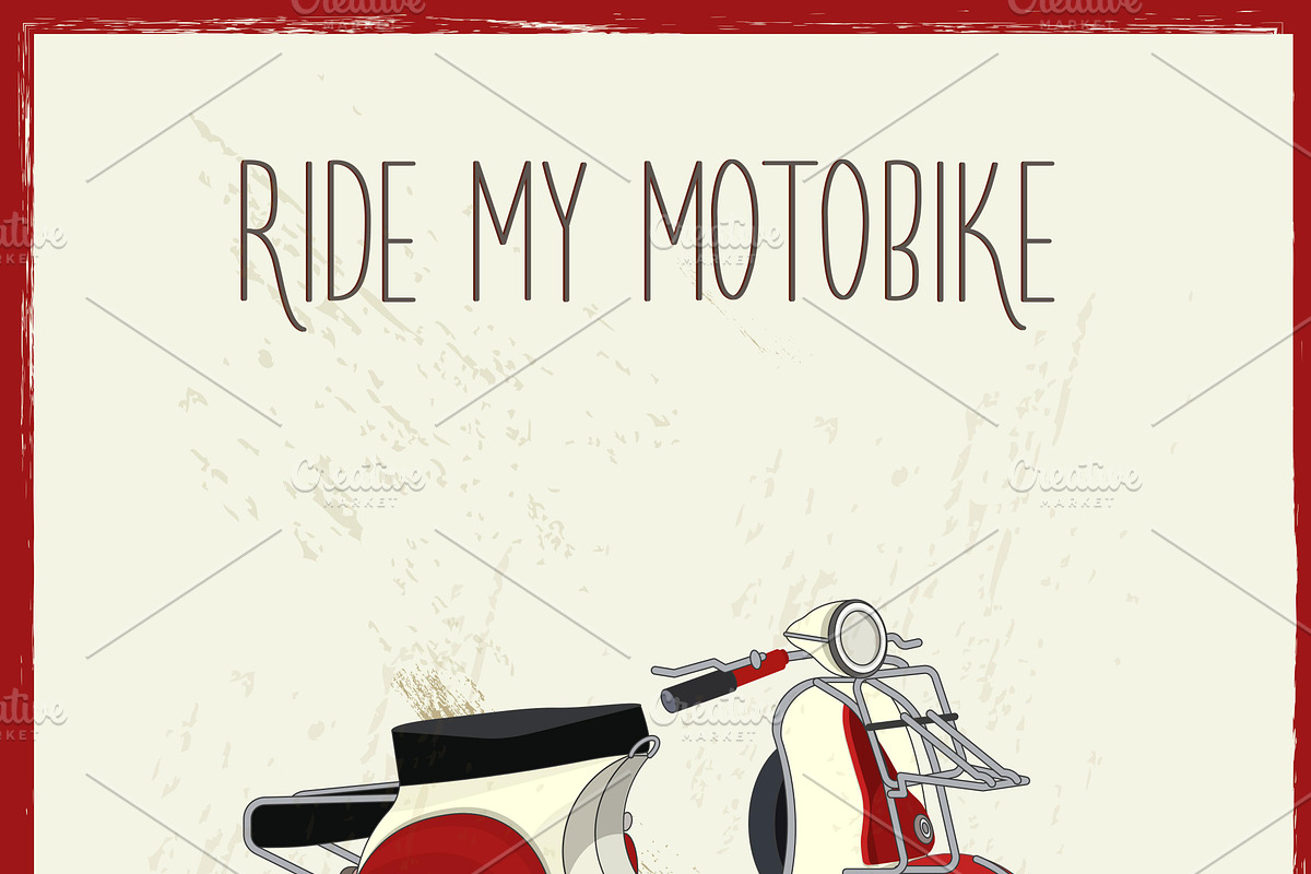 Retro poster. Vespa. Vintage., a Transportation Illustration by 2D/3D