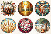 Fall Autumn Round Stained Glass Clip, an Illustration by Libby Wishes (Thumbnail 4 of 5)